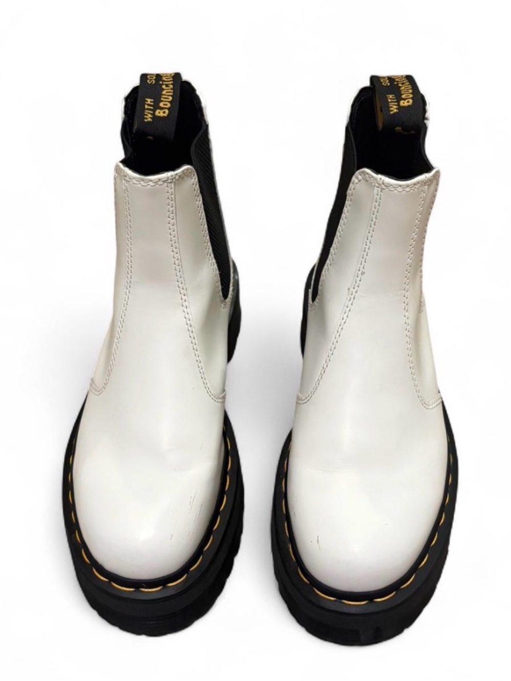 Dr. Marten 2976 Quad Leather White Chelsea Platform Boots Sz 7 - Picture 3 of 10